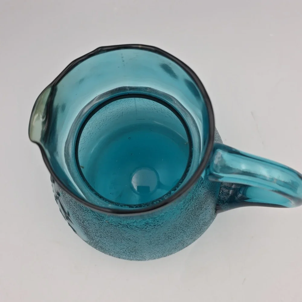 1970s peacock blue ice water glass carafe Only